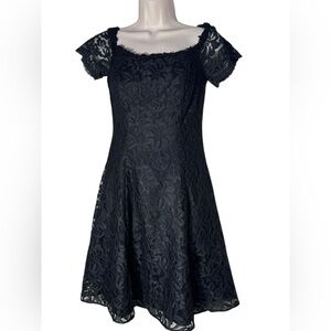 Cheryl Kaye A-Line Lace fully lined black off shoulder dress women size Small